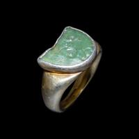 A Roman Prasium Fragmentary Intaglio with Eros on a Seahorse — Set in a 19th century gilt-silver ring