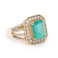 Emerald, Diamond, and Yellow Gold Ring