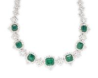 LAZARE KAPLAN, EMERALD, DIAMOND, PLATINUM, AND YELLOW GOLD NECKLACE