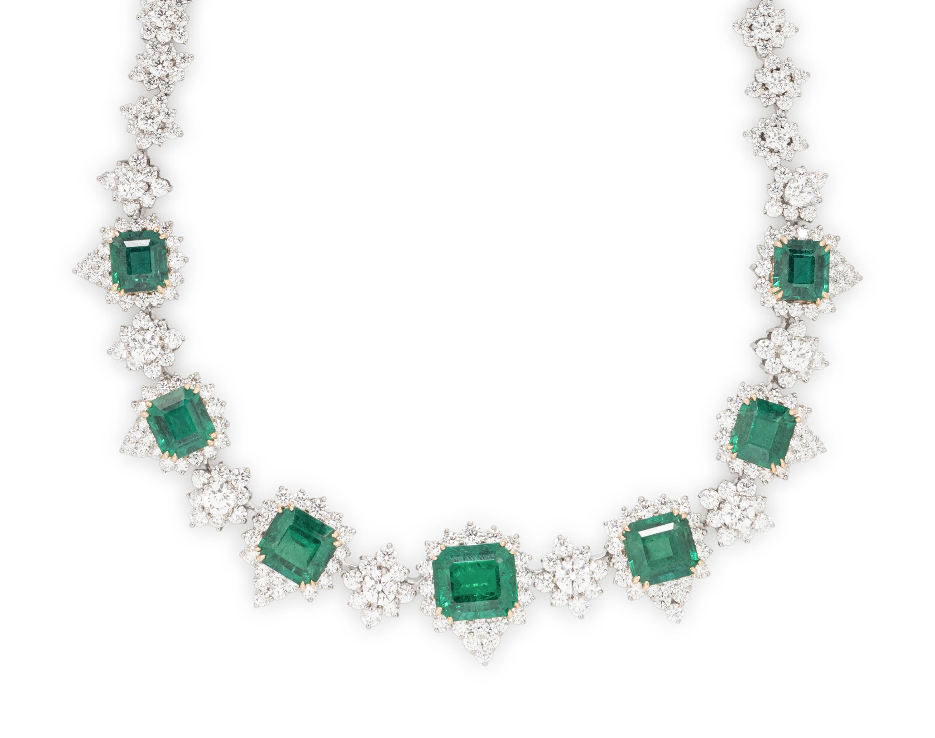 LAZARE KAPLAN, EMERALD, DIAMOND, PLATINUM, AND YELLOW GOLD NECKLACE