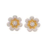 DIAMOND AND COLORED DIAMOND FLOWER EARCLIPS
