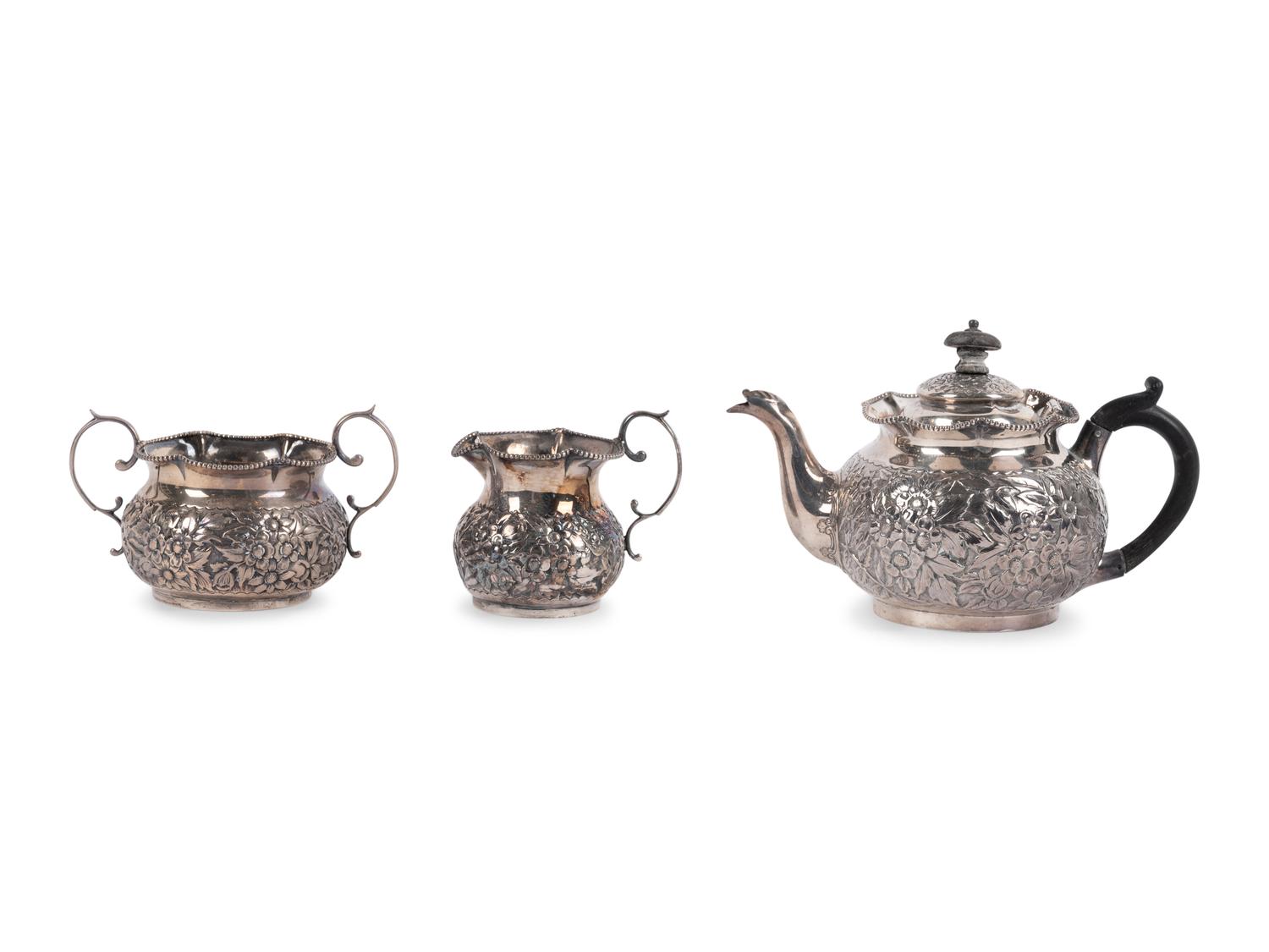 A Victorian Silver Three-Piece Tea Service