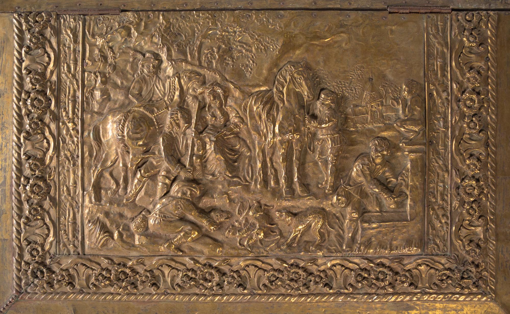A Victorian Brass Kindling Box