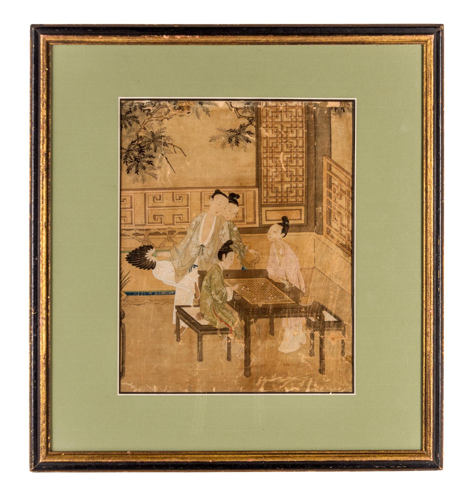 Four Ink and Color Paintings on Silk Largest 10 1/2 x 12 inches (image). — 18TH CENTURY