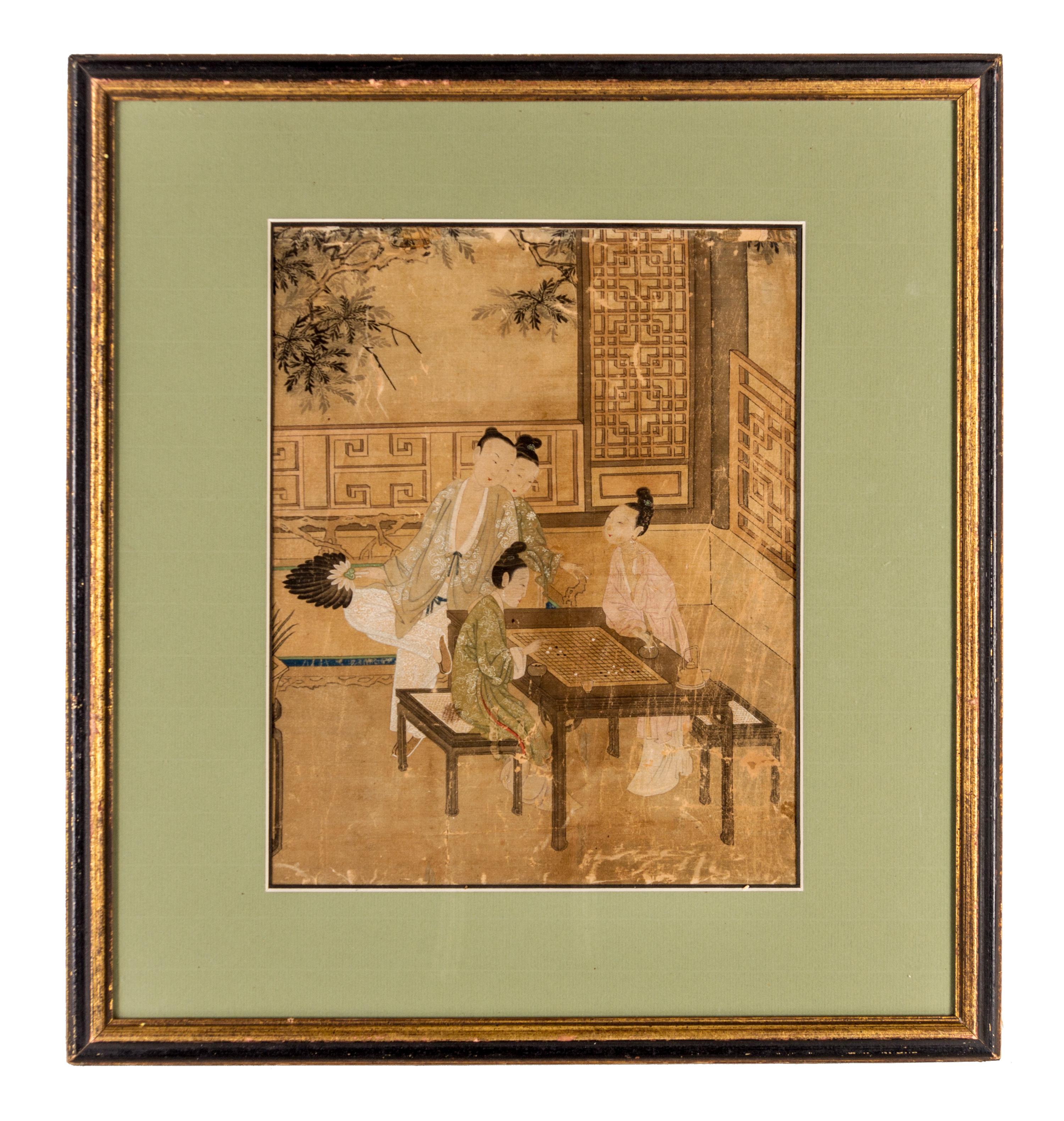 Four Ink and Color Paintings on Silk Largest 10 1/2 x 12 inches (image). — 18TH CENTURY