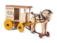 Two Borden’s Painted Wood and Lithographed Horse Drawn Milk Carriages