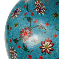 A Pair of Chinese Cloisonné-on-Porcelain Vases with Bronze Stands