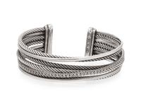 A Sterling Silver, 14 Karat White Gold and Diamond 'Crossover' Cuff Bracelet, David Yurman,