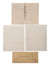 [CIVIL WAR]. A group of 4 letters written by Lieutenant Malcom Ammidon, Companies H & C, 34th Massachusetts, with Lincoln and slavery content.
