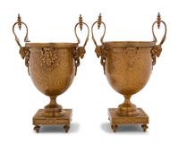 A Pair of Neoclassical Gilt Bronze Urn-Form Vases