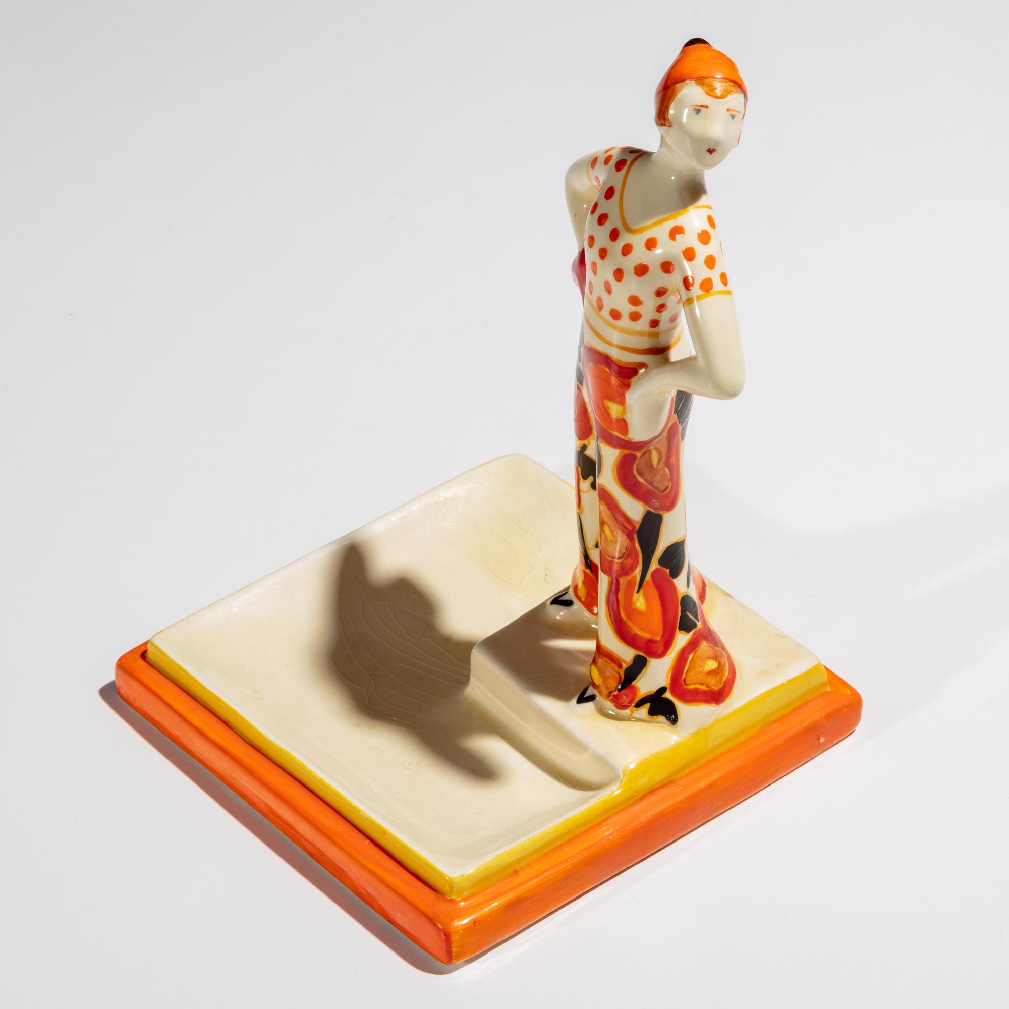 Clarice Cliff (English, 1899–1972) — Lido Lady ashtray, c. 1930