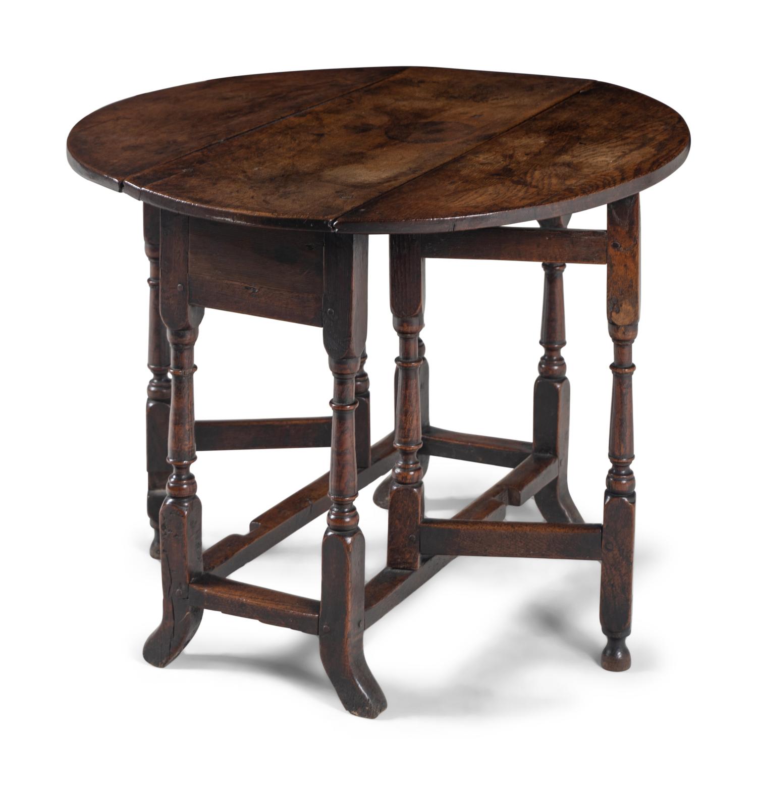 A William and Mary Oak Drop-Leaf Table
