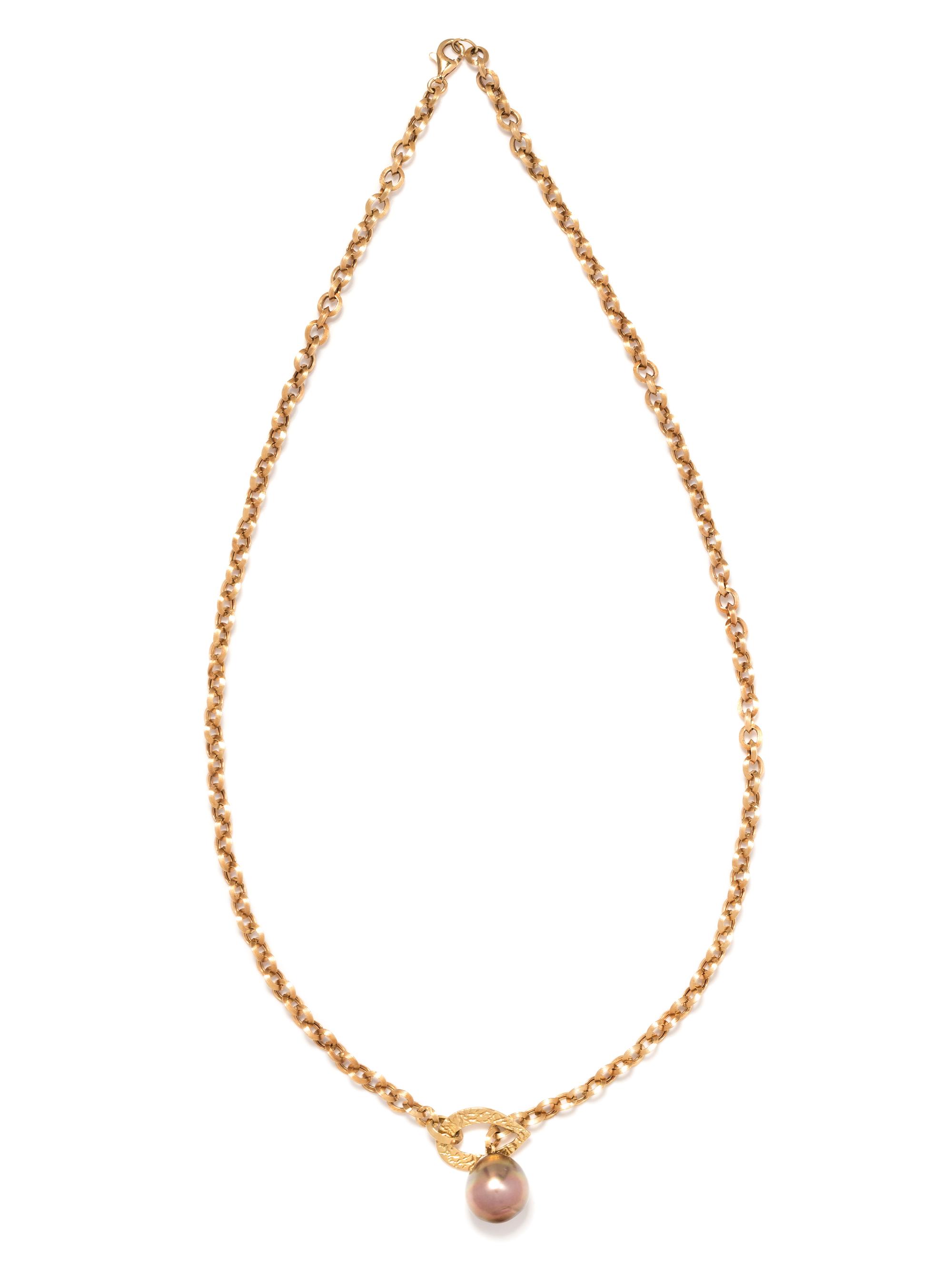 YVEL, YELLOW GOLD AND CULTURED TAHITIAN PEARL NECKLACE