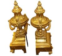 Pair of Louis XV-style brass chenets circa 1850