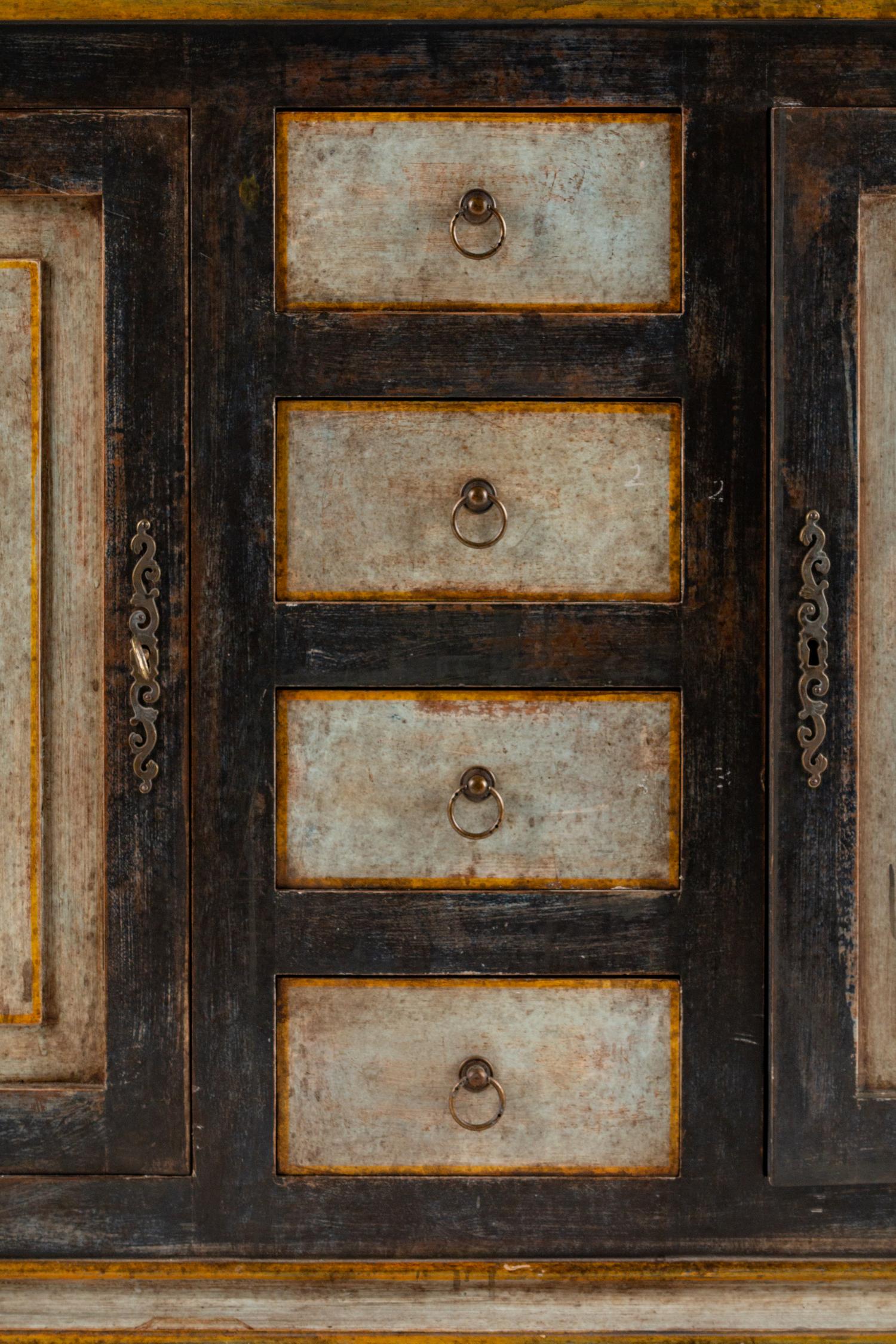 A Venetian Neoclassical Style Polychromed Credenza