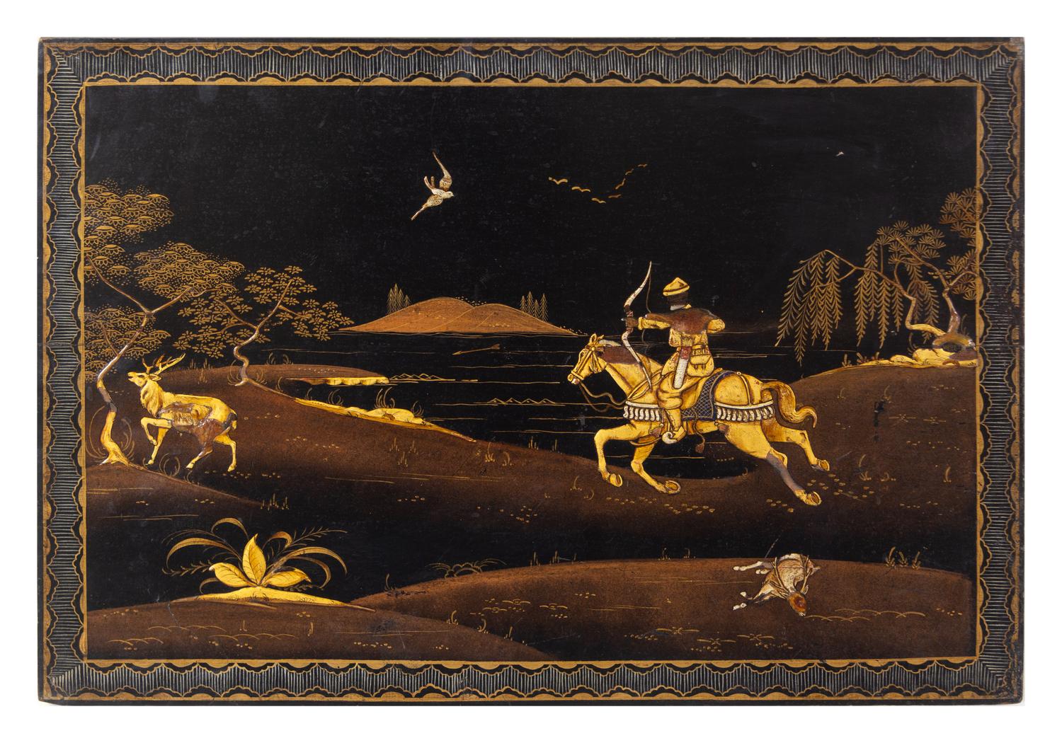 Four Chinese Lacquered Panels