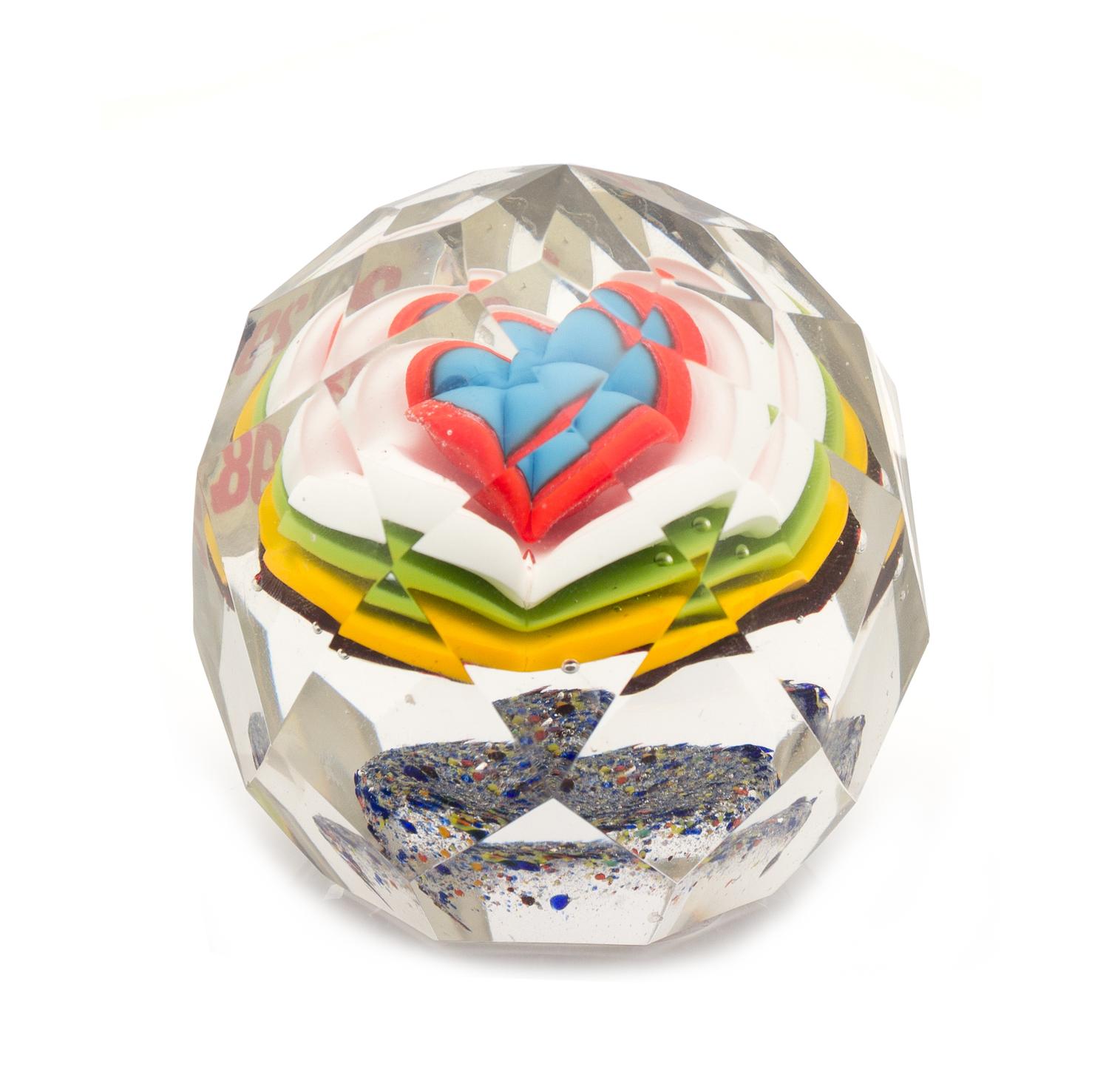 A Bohemian Glass Paperweight Diameter 3 inches
