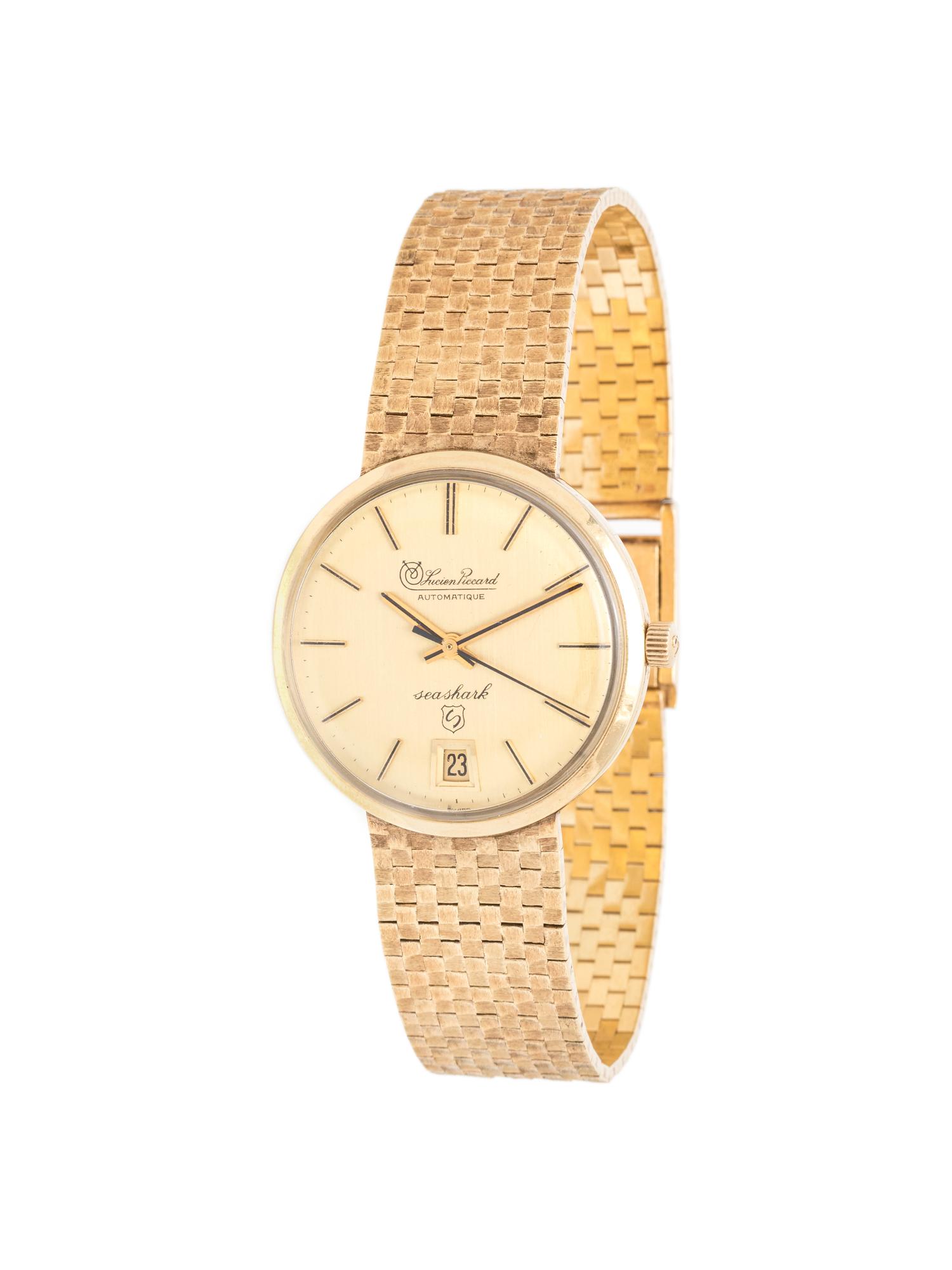 LUCIEN PICCARD, 14K YELLOW GOLD 'SEASHARK AUTOMATIQUE' WRISTWATCH