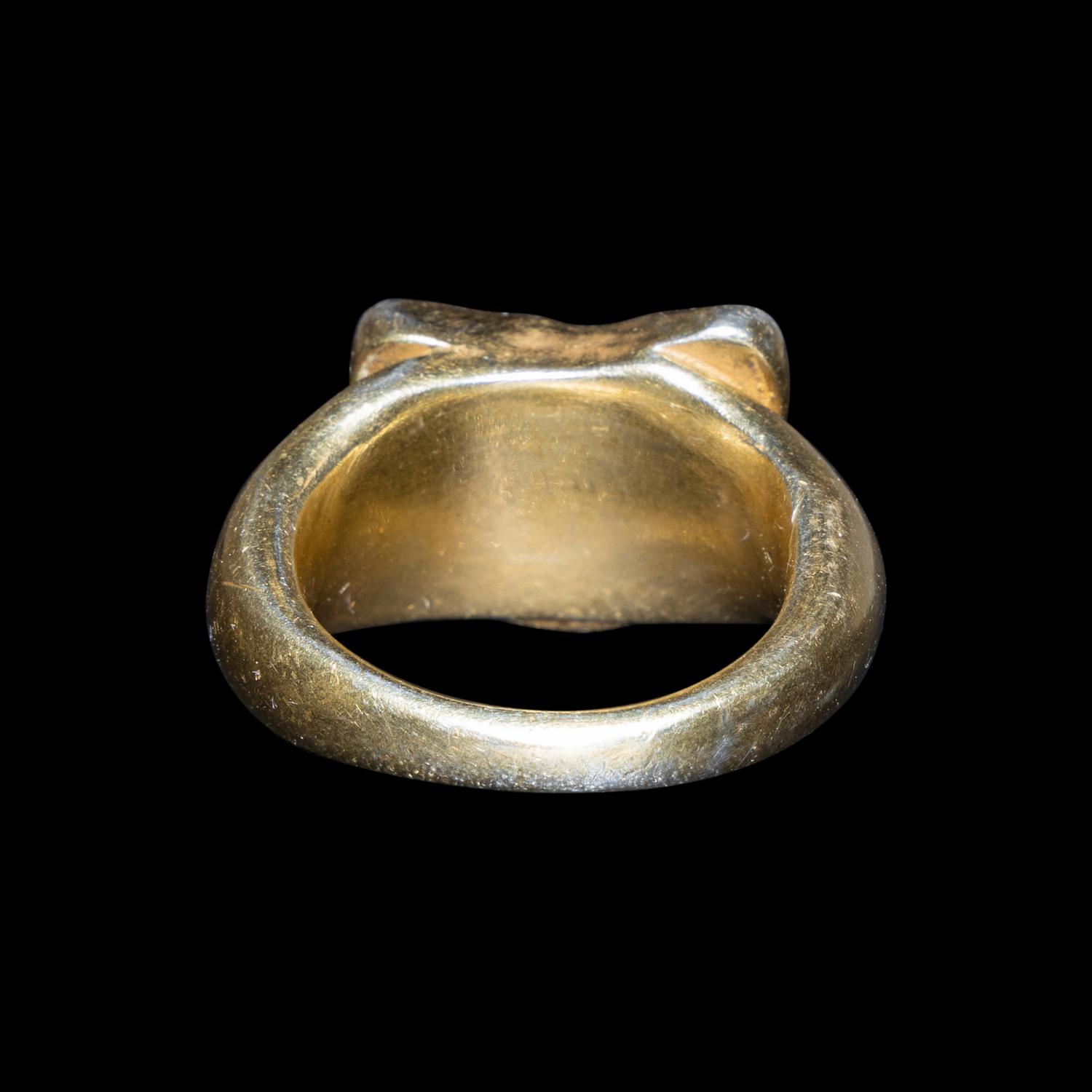 A Roman Prasium Fragmentary Intaglio with Eros on a Seahorse — Set in a 19th century gilt-silver ring