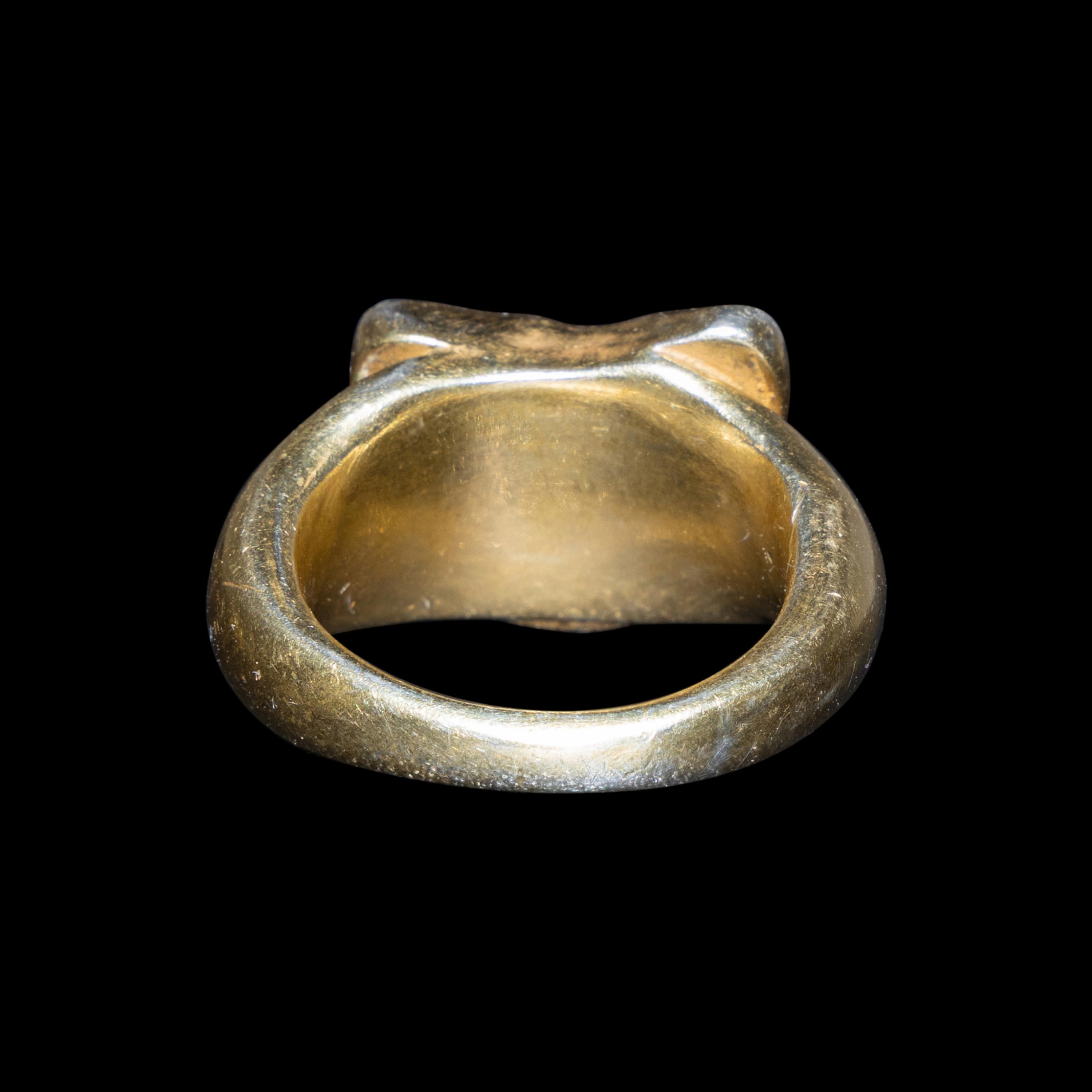 A Roman Prasium Fragmentary Intaglio with Eros on a Seahorse — Set in a 19th century gilt-silver ring