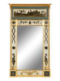 A Neoclassical Style Giltwood and Églomisé Mirror