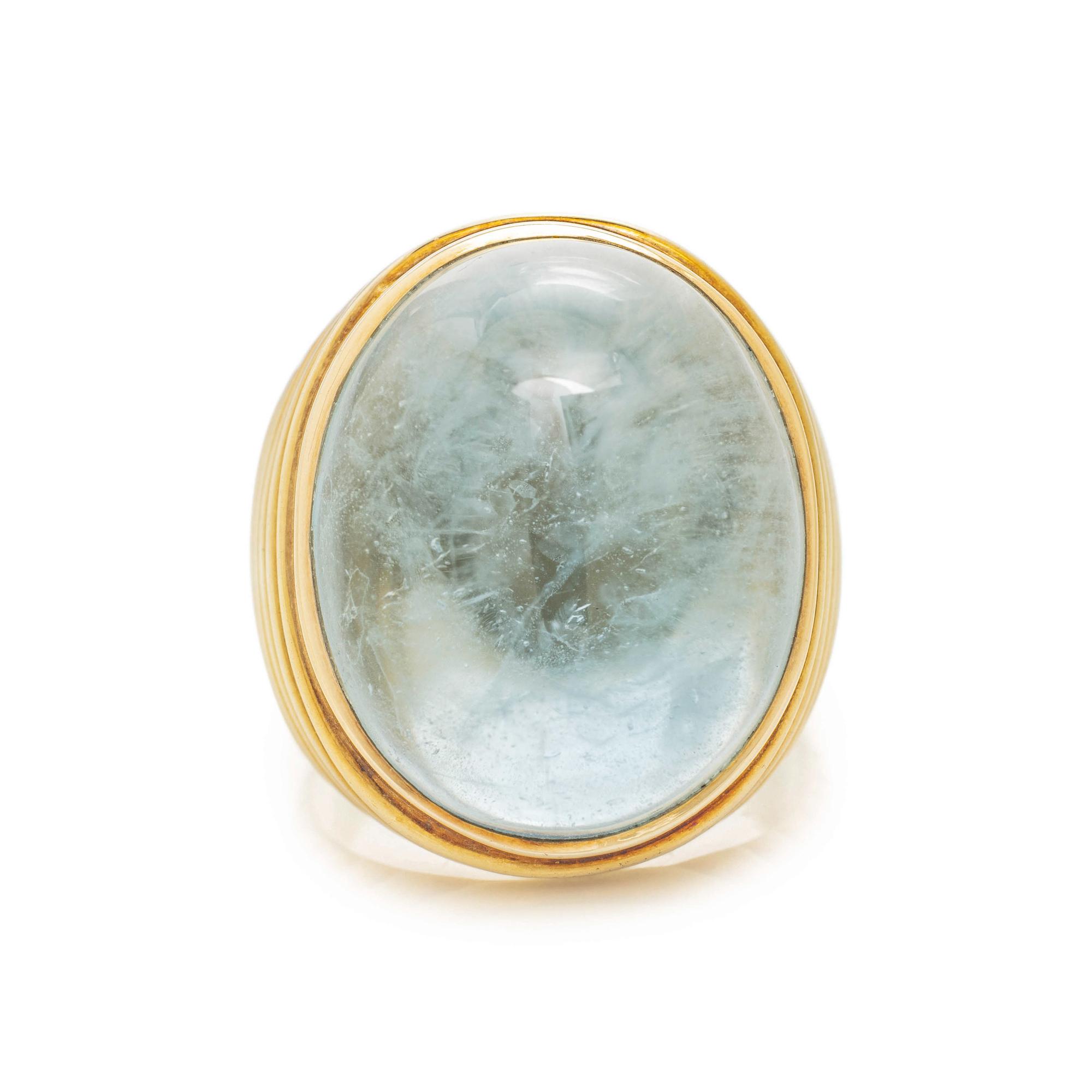YELLOW GOLD AND BLUE TOPAZ RING