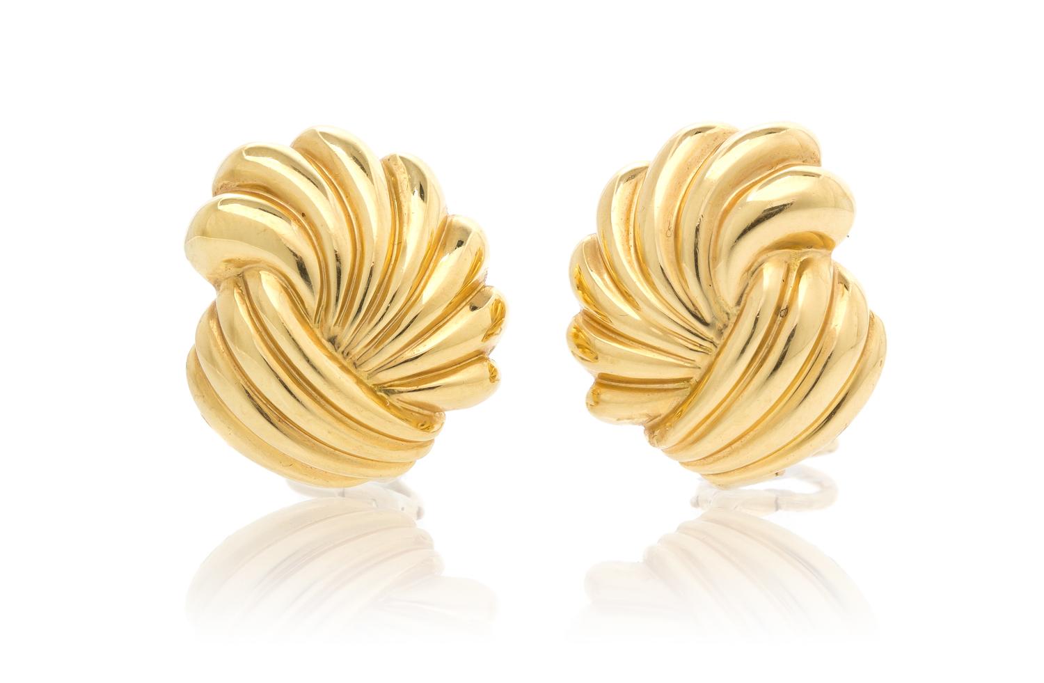 A Pair of 18 Karat Earclips, Dankner, 13.20 dwts.