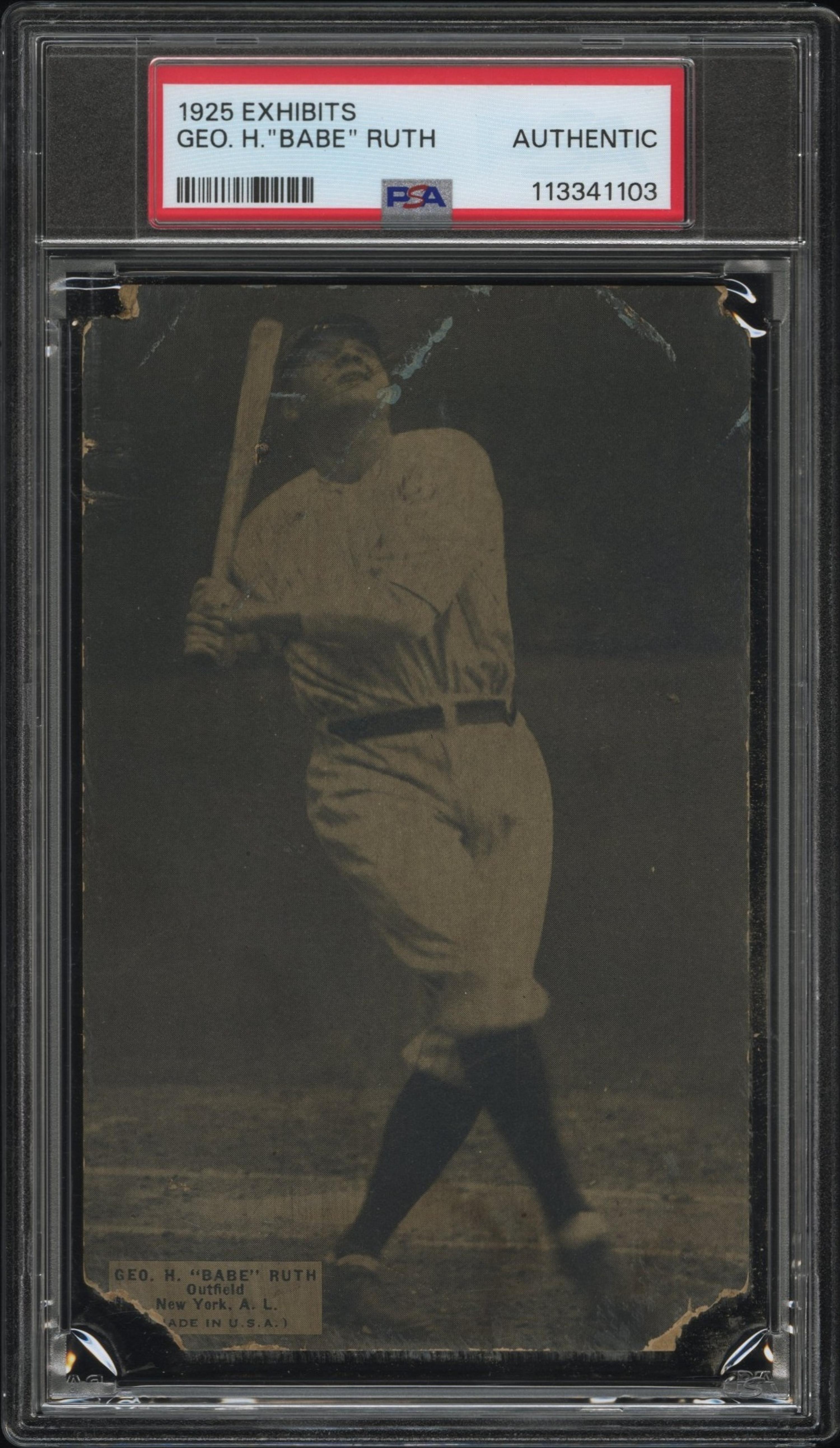 A 1925 Exhibits Babe Ruth Baseball Card (PSA Authentic)