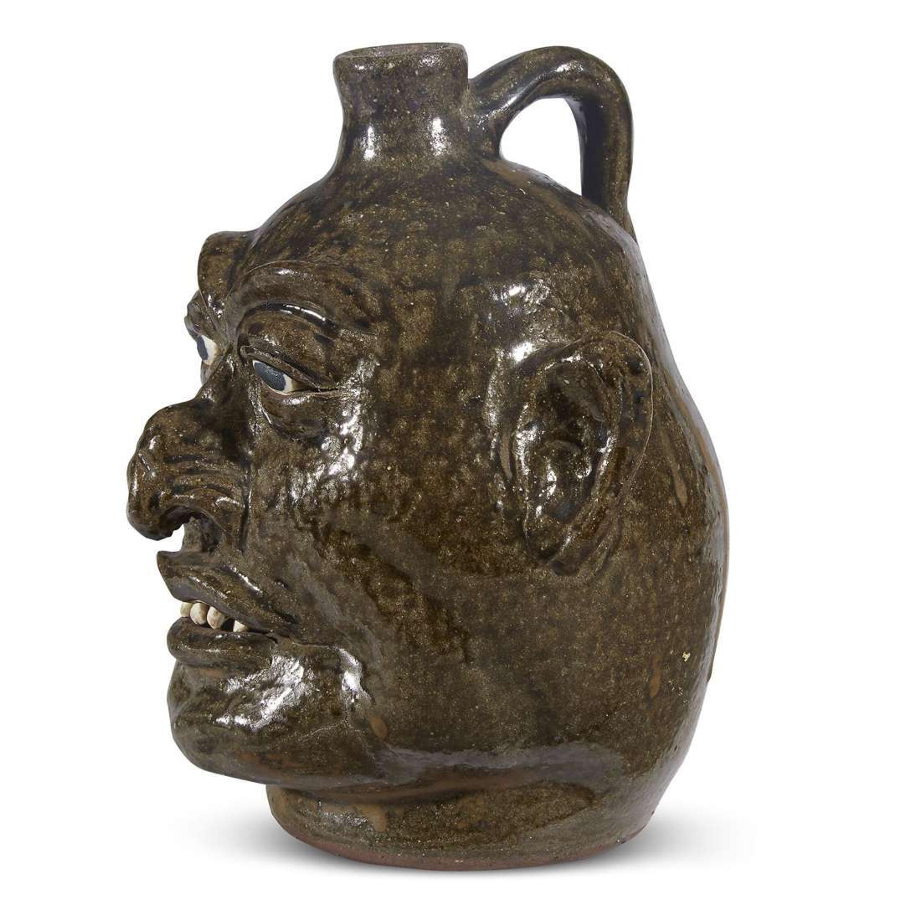 Glazed stoneware face jug Lanier Meader (1917-1998), White County, GA