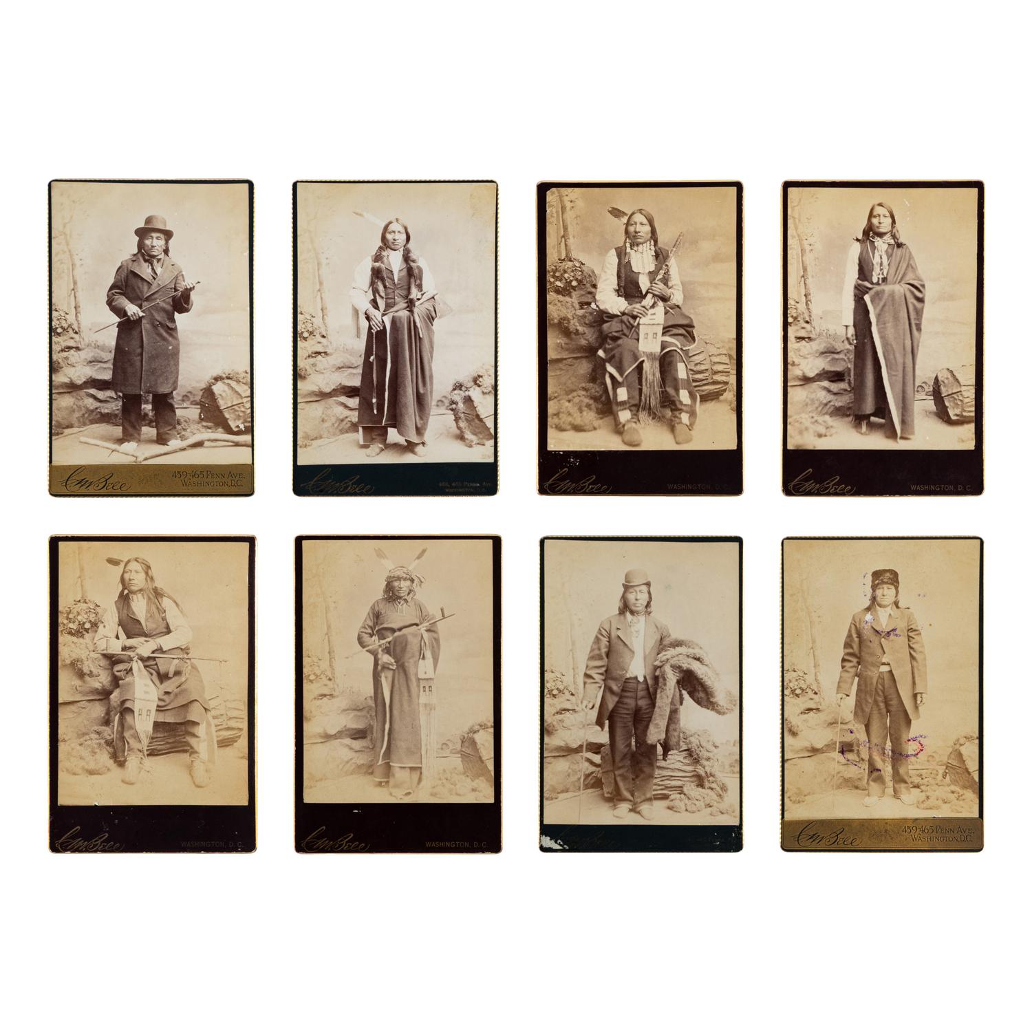 Bell, Charles M. (1848-1893). A group of 8 cabinet cards of Plains Indians taken in Washington, D.C.