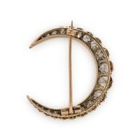 ANTIQUE, DIAMOND CRESCENT BROOCH