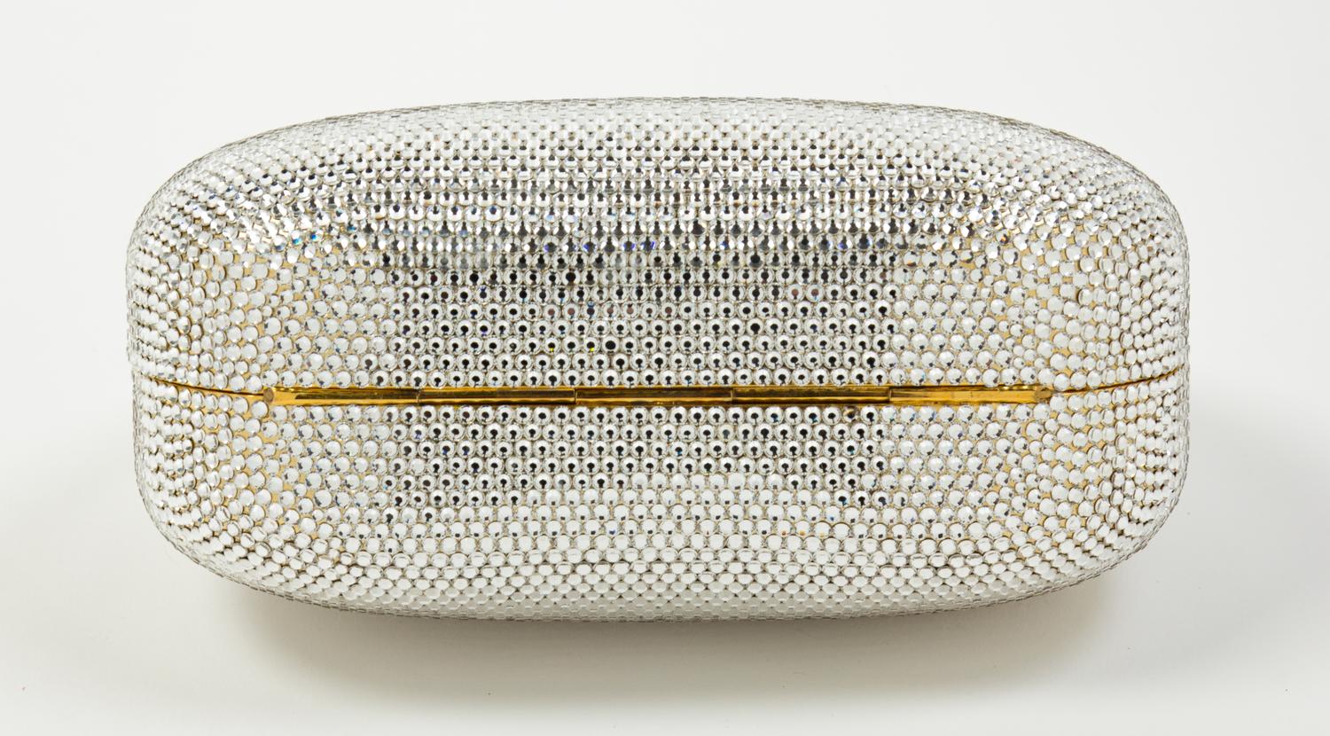 A Judith Leiber Clear Crystal Minaudiere, 6" x 4.5" x 2".