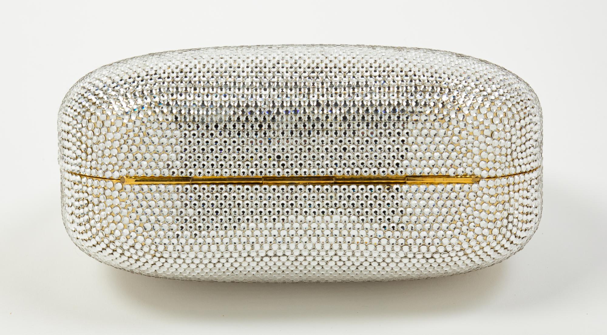 A Judith Leiber Clear Crystal Minaudiere, 6" x 4.5" x 2".