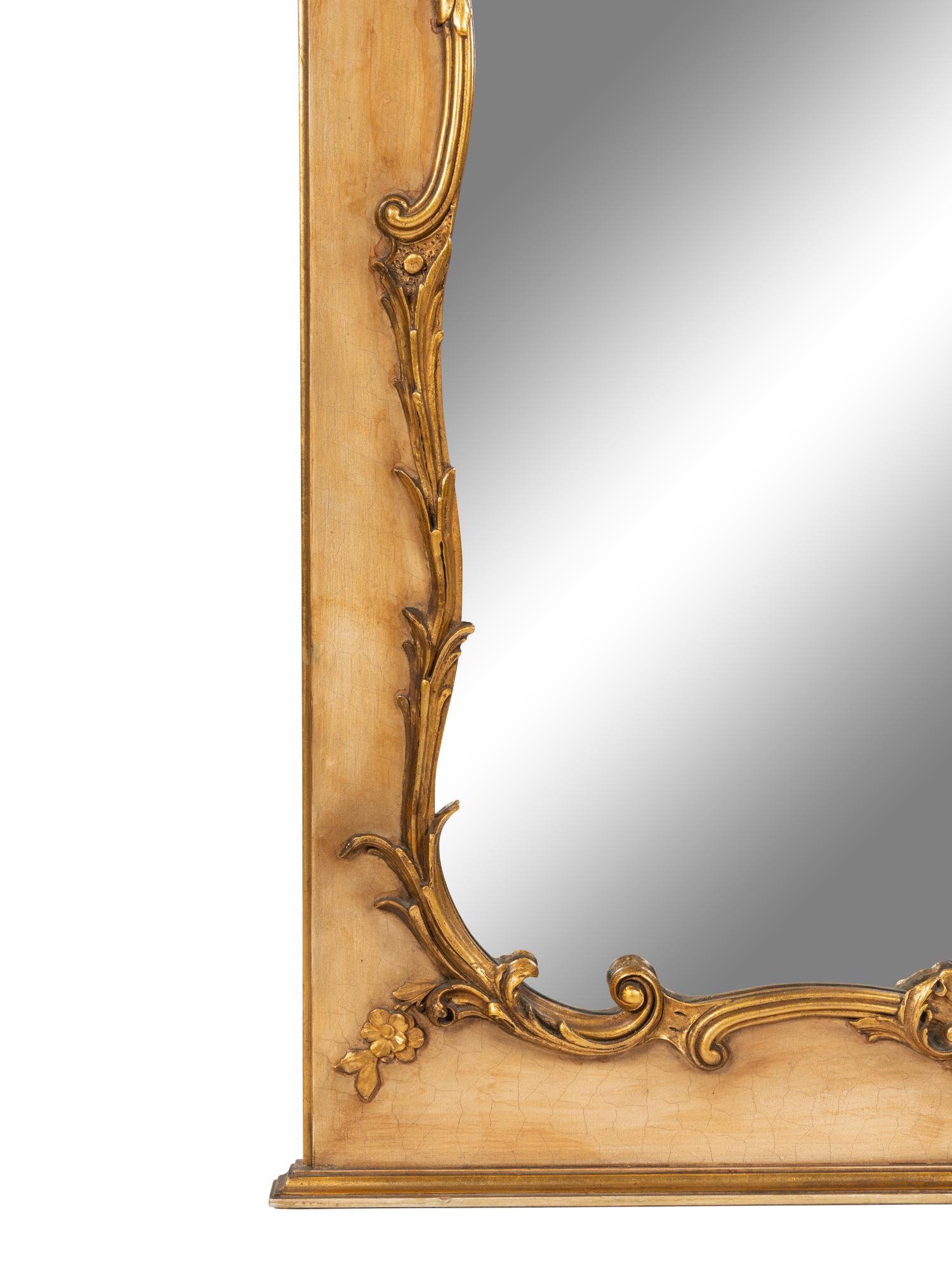 A French Painted and Parcel Gilt Trumeau Mirror