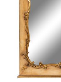 A French Painted and Parcel Gilt Trumeau Mirror