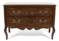 A French Provincial Style Carved Mahogany Chest of Drawers by Henredon — 20TH CENTURY