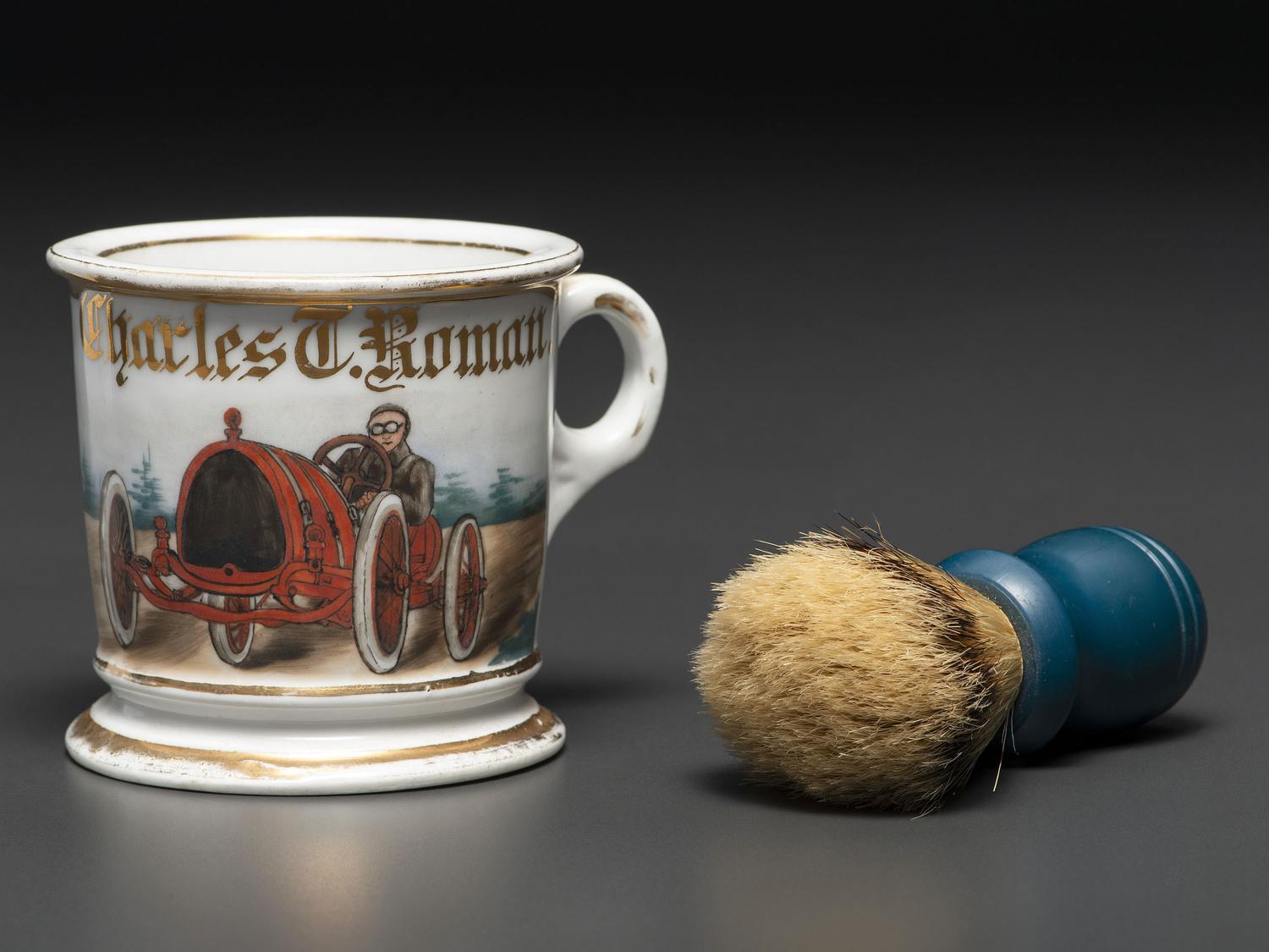 A Race Car Driver's Porcelain Occupational Shaving Mug