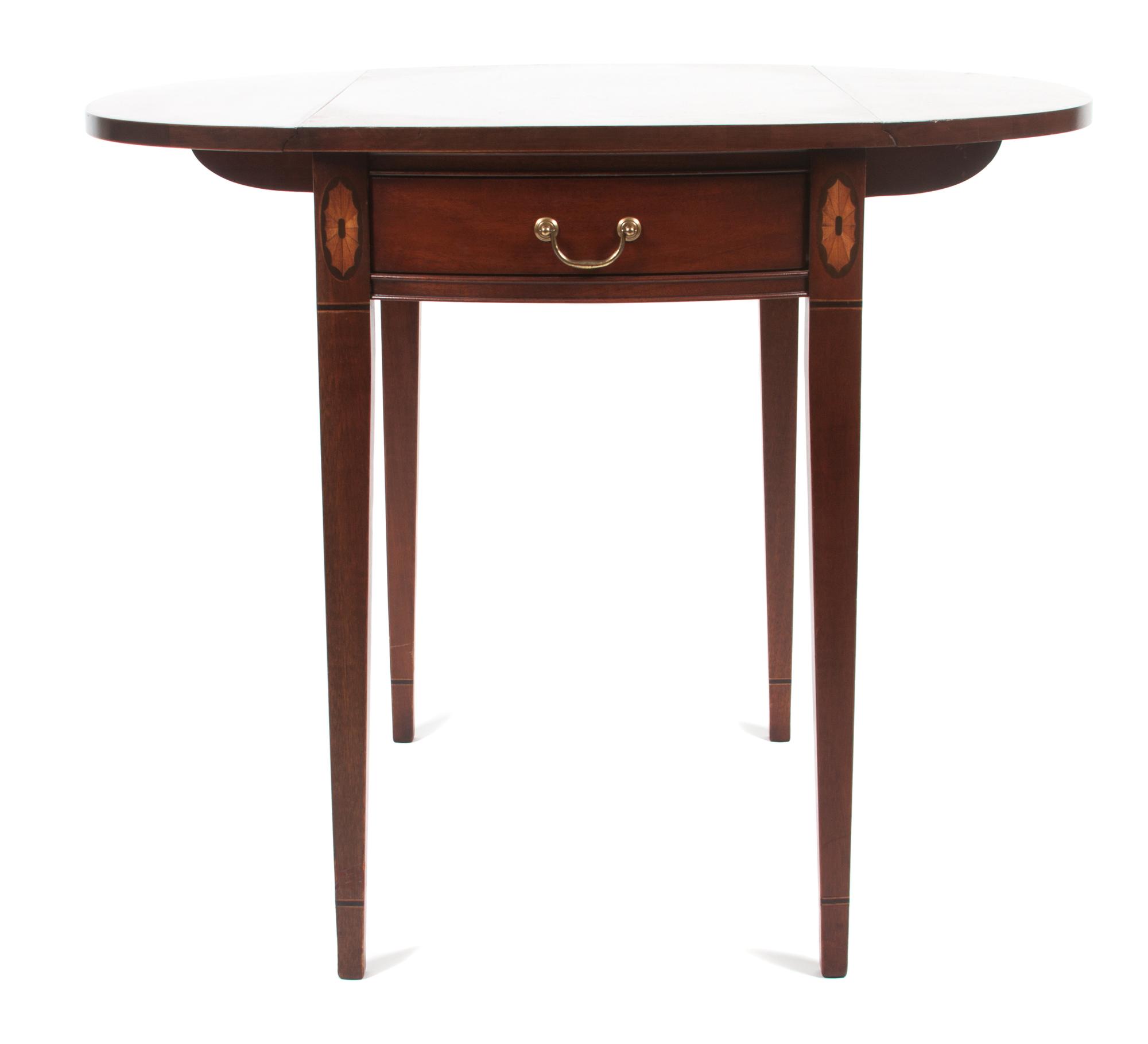 A Hepplewhite Style Drop Leaf Table Height 28 x width 27 x depth 18 inches (closed). — HICKORY CHAIR COMPANY, 20TH CENTURY