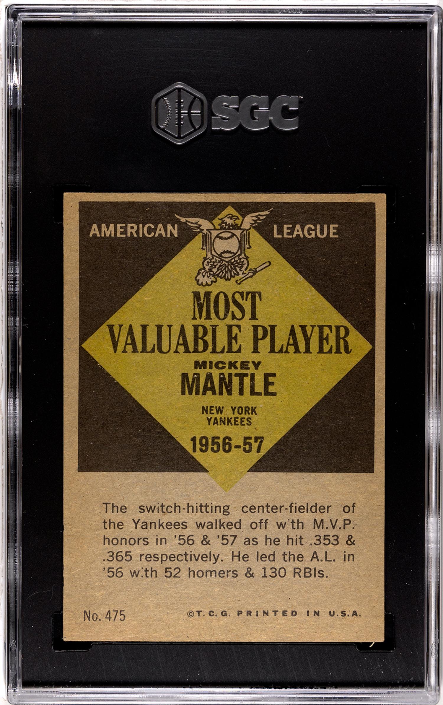 A Complete Set Of 1961 Topps Baseball Cards (587/587) including SGC Graded Mickey Mantle Cards
