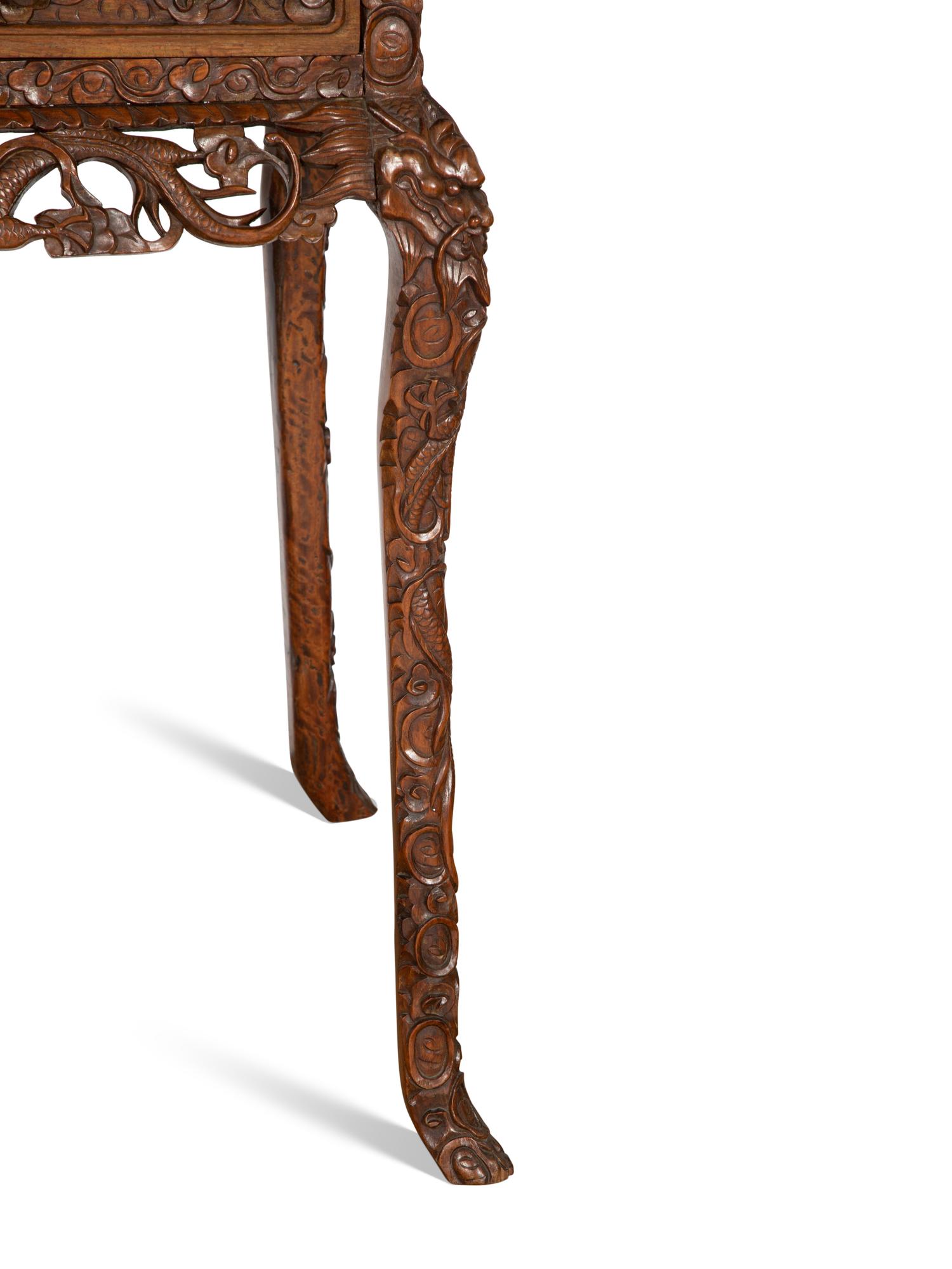 An Asian Carved Hardwood Side Table