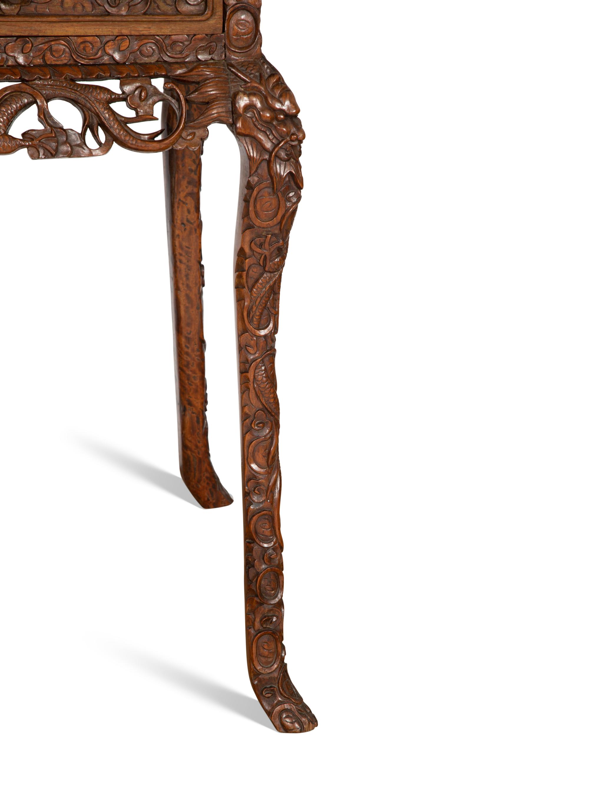 An Asian Carved Hardwood Side Table
