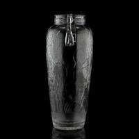 A Copper Wheel and Intaglio-Cut Glass Double Handle Vase