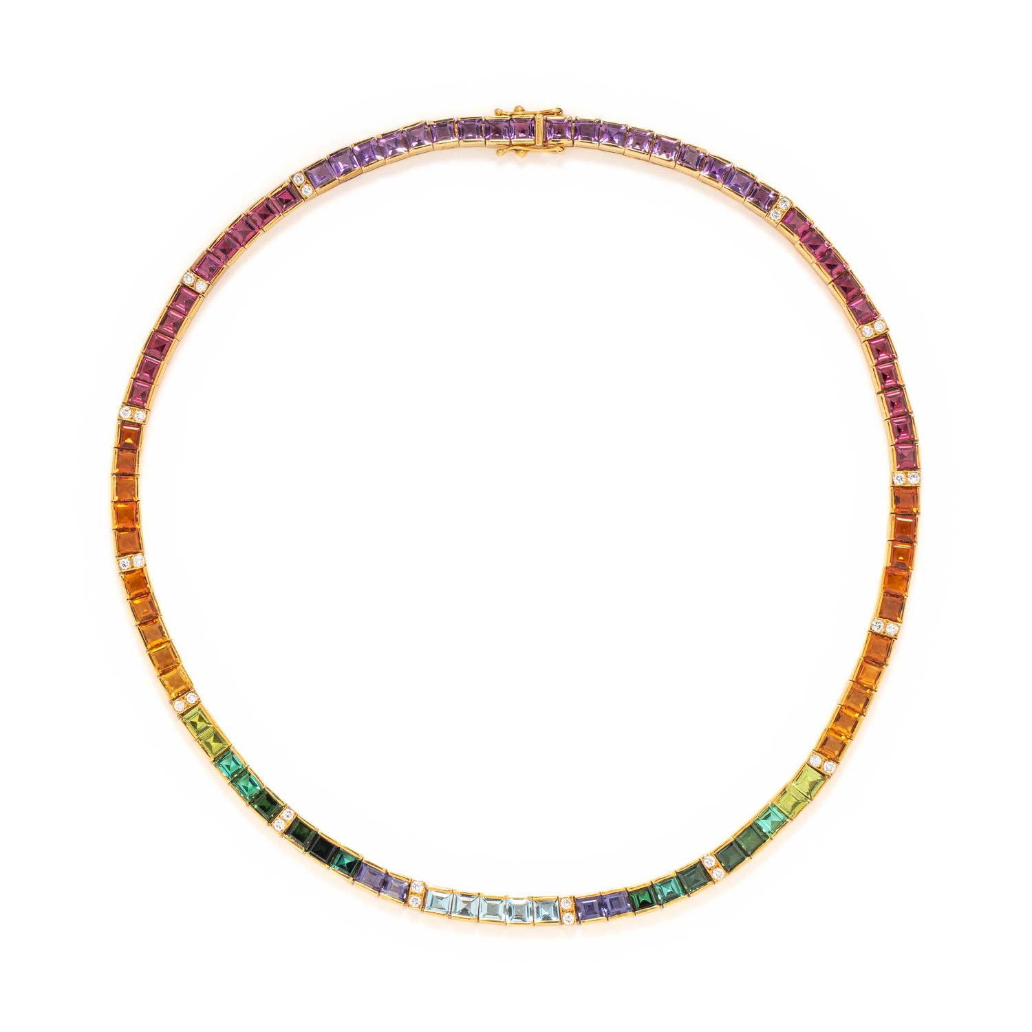DIAMOND AND RAINBOW MULTIGEM NECKLACE