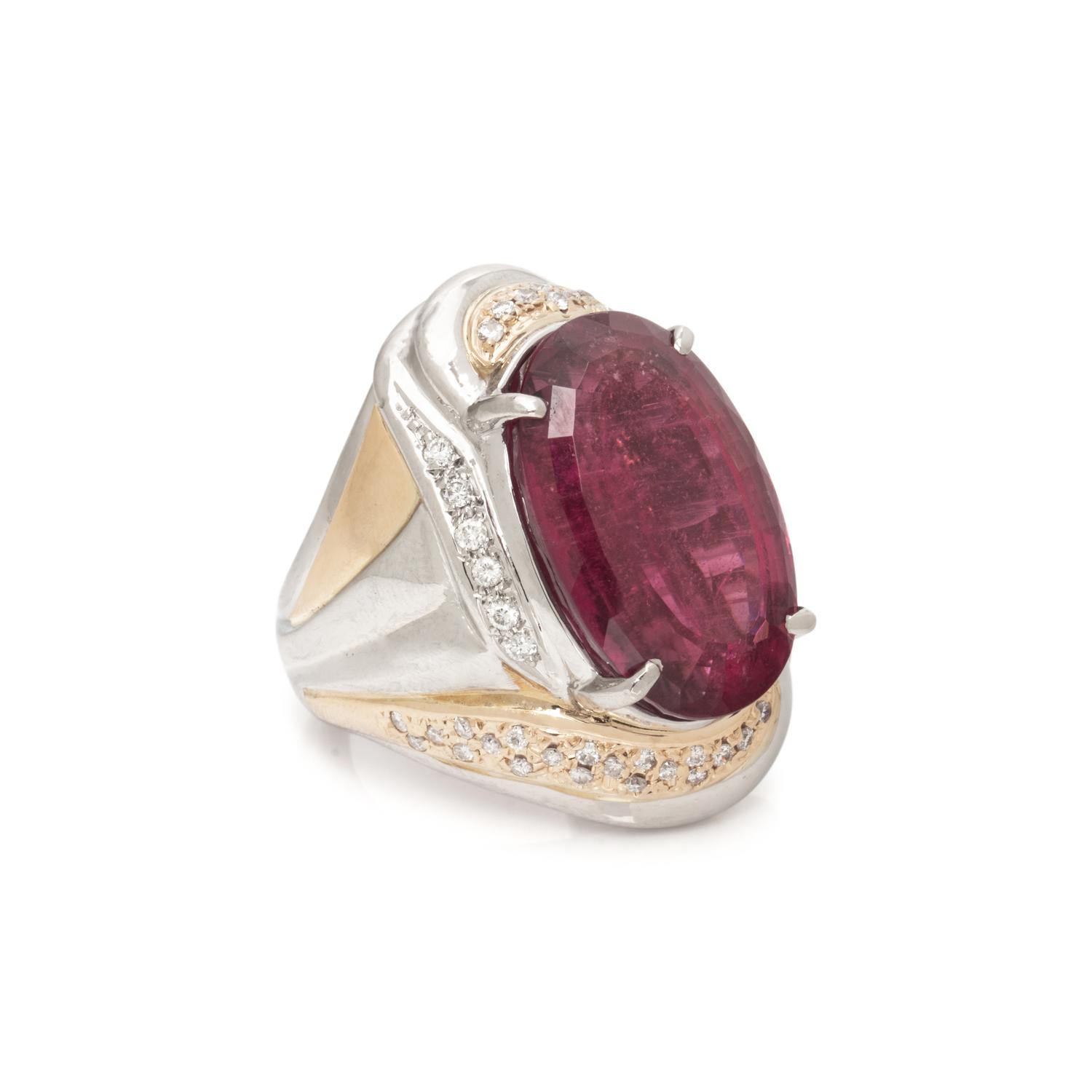 RUBELLITE AND DIAMOND RING