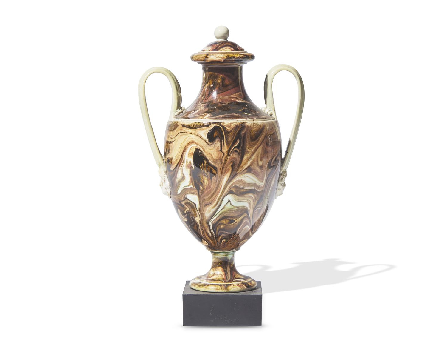A Wedgwood and Bentley Agateware Covered Urn