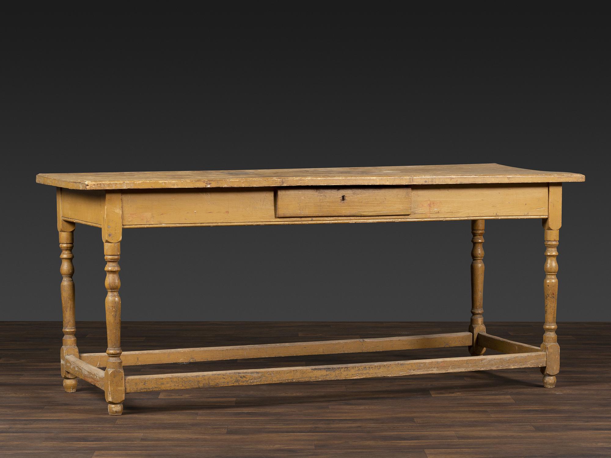 A Country Yellow Painted Pine One-Drawer Table