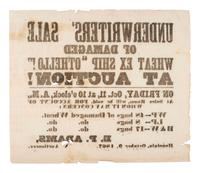 [HAWAII]. Underwriters' Sale of Damaged Wheat Ex Ship 'Othello!' At Auction. Honolulu, 9 October 1867.