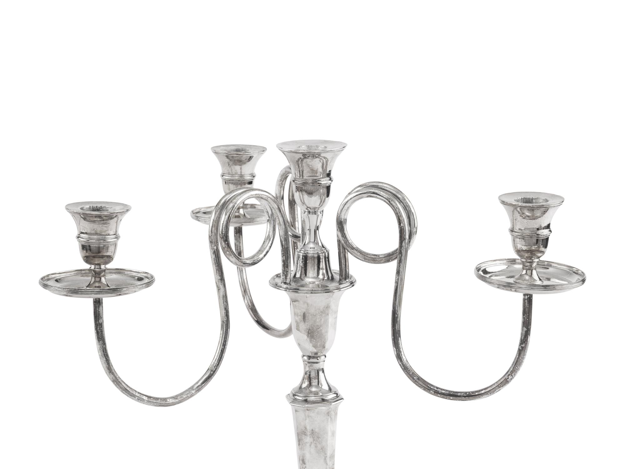 A Pair of Silver-Plate Four-Light Candelabra