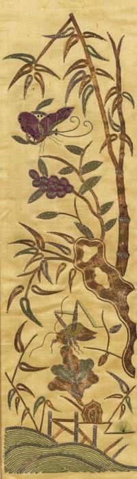 Two Pairs of Chinese Embroidered Silk Sleeve Bands