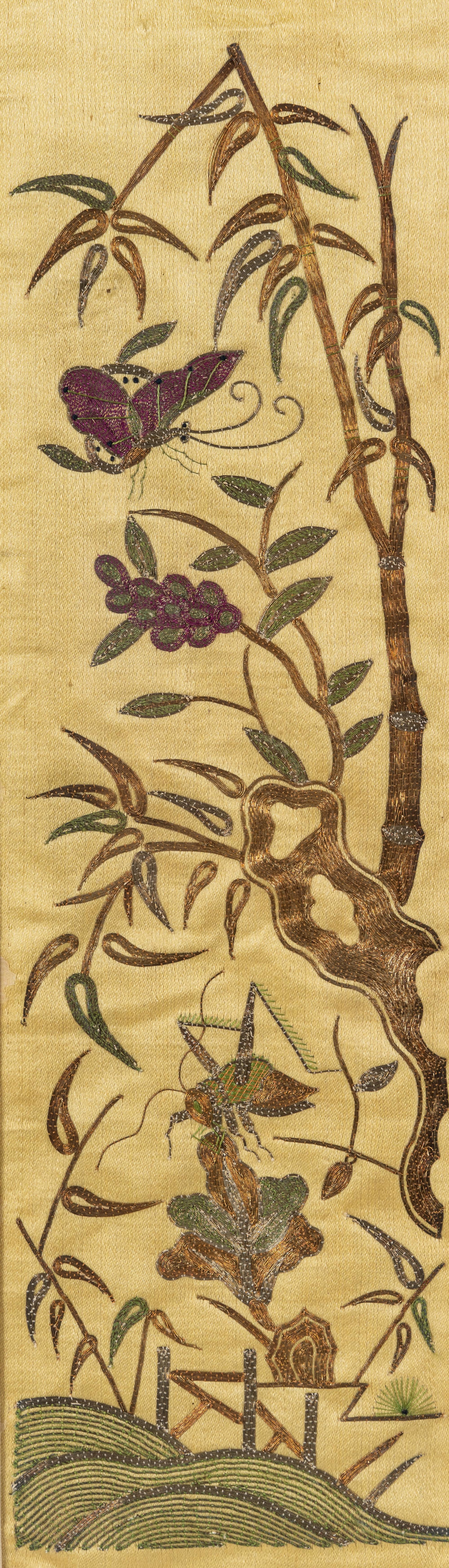 Two Pairs of Chinese Embroidered Silk Sleeve Bands